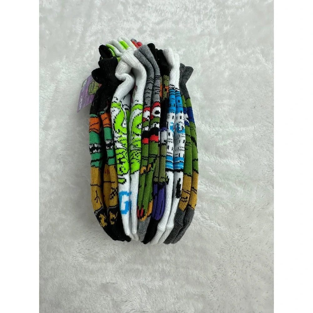 TMNT Mutant Mayhem Kids 6 Pack Low Cut Ankle Socks Large Shoe Size 3-9 New